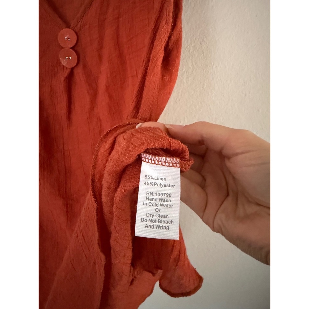 Pretty Angel Burnt Orange Linen Blend Asymmetrical Y2K Tank Top Small - Picture 5 of 5